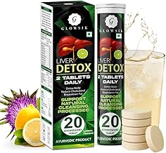 GLOWSIK Liver Detox Effervescent Tablets | Liver Detox Supplement | Plant Based Liver Support Supplement | Drop, Dissolve, Fizz, Drink | 400mg Milk Thistle | 10 Super Ayurvedic Herbs (20 Tablets)
