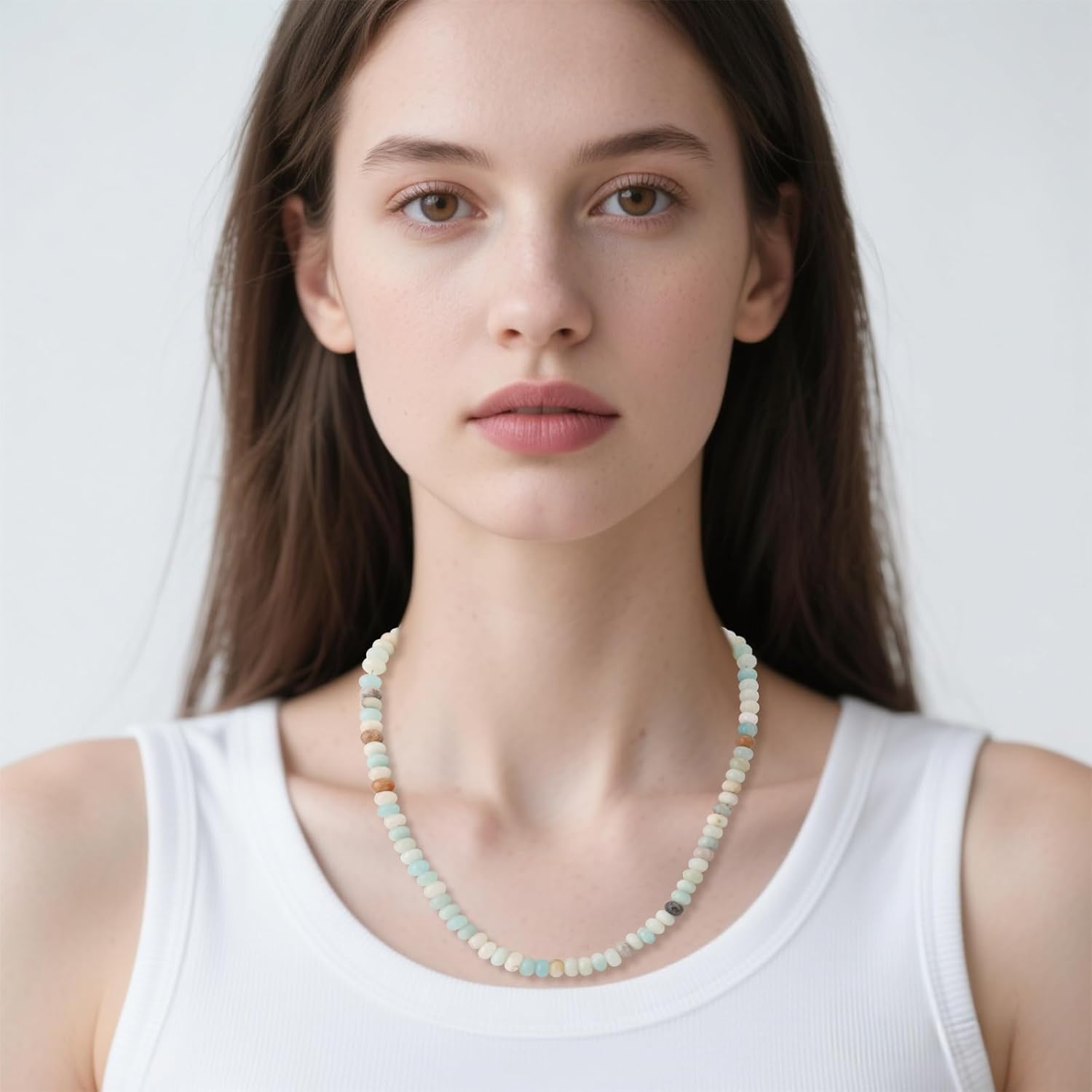 Beaded Gemstone Necklace for Women, Bohemian Colored Natural Stone Bead Necklaces Choker Decoration Summer Beach Jewelry - Image 4