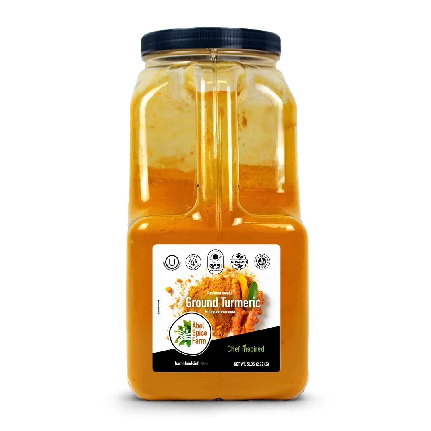 Ābel Spice Farm Ground Turmeric - 5 Lb Bulk Pack - Premium, 100% Natural, Kosher-Certified, Non-GMO Turmeric Powder for Vibrant Color and Flavor in Culinary Creations