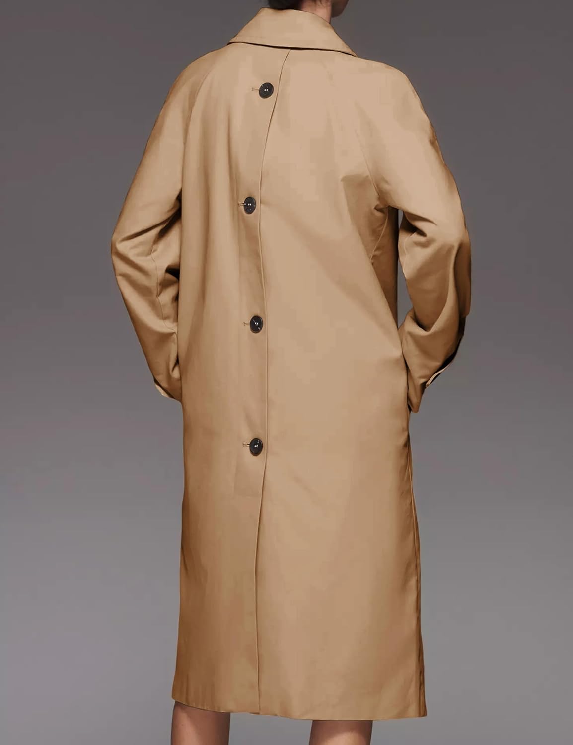 Dqbeng Women Trench Coat Long Single Breasted Lightweight Spring Coat Classic Mid Length Jacket for Work Casual Travel - Image 3