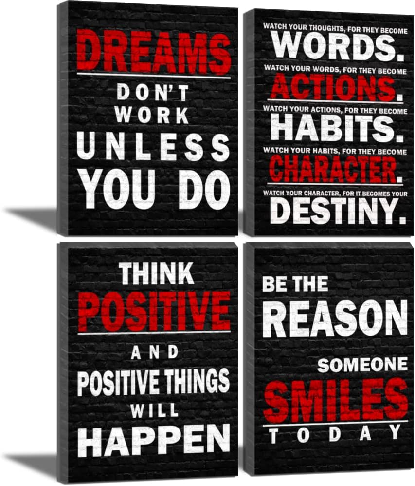 Inspirational Poster Watch Your Thoughts – Large Art Quote for Living Room Bedroom Gym – Black & Red Inspirational Poster Watch Your Thoughts – Large Art Quote for Living Room Bedroom Gym – Black & Red