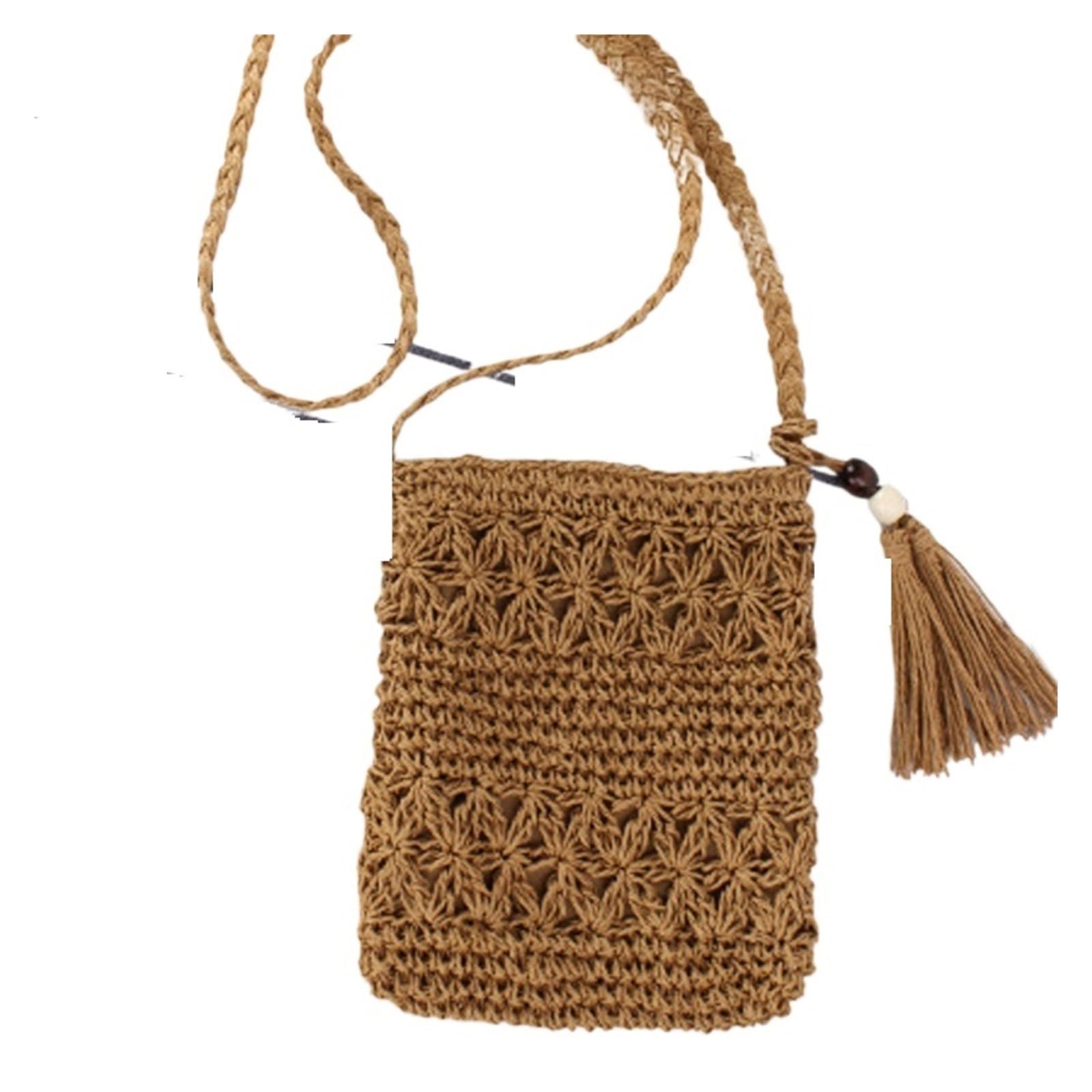 Bolso bandolera de crochet paja