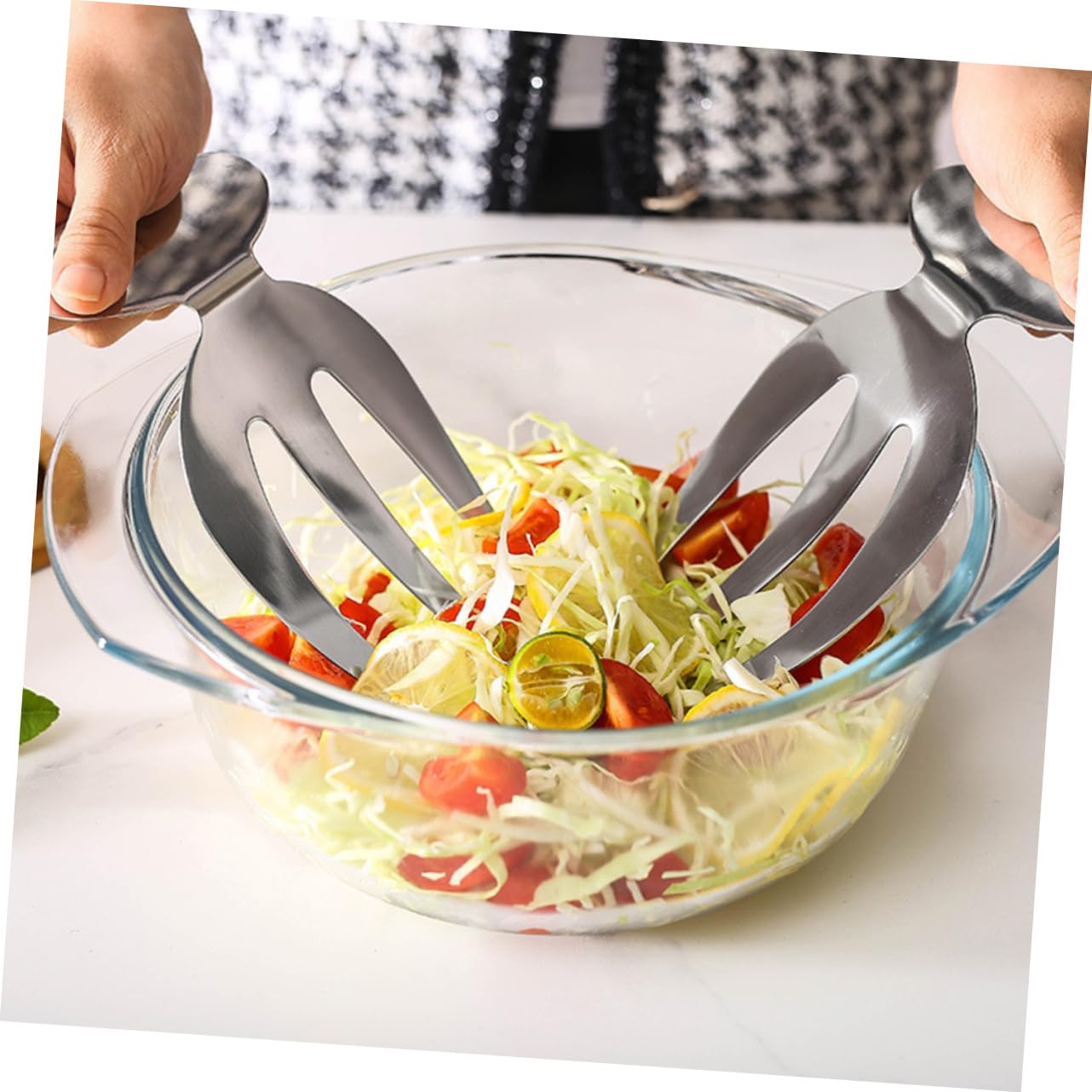 CIYODO 2Pcs Stainless Steel Salad Claws Salad Forks for Serving and Tossing Silver Salad Server Utensils for Home Use