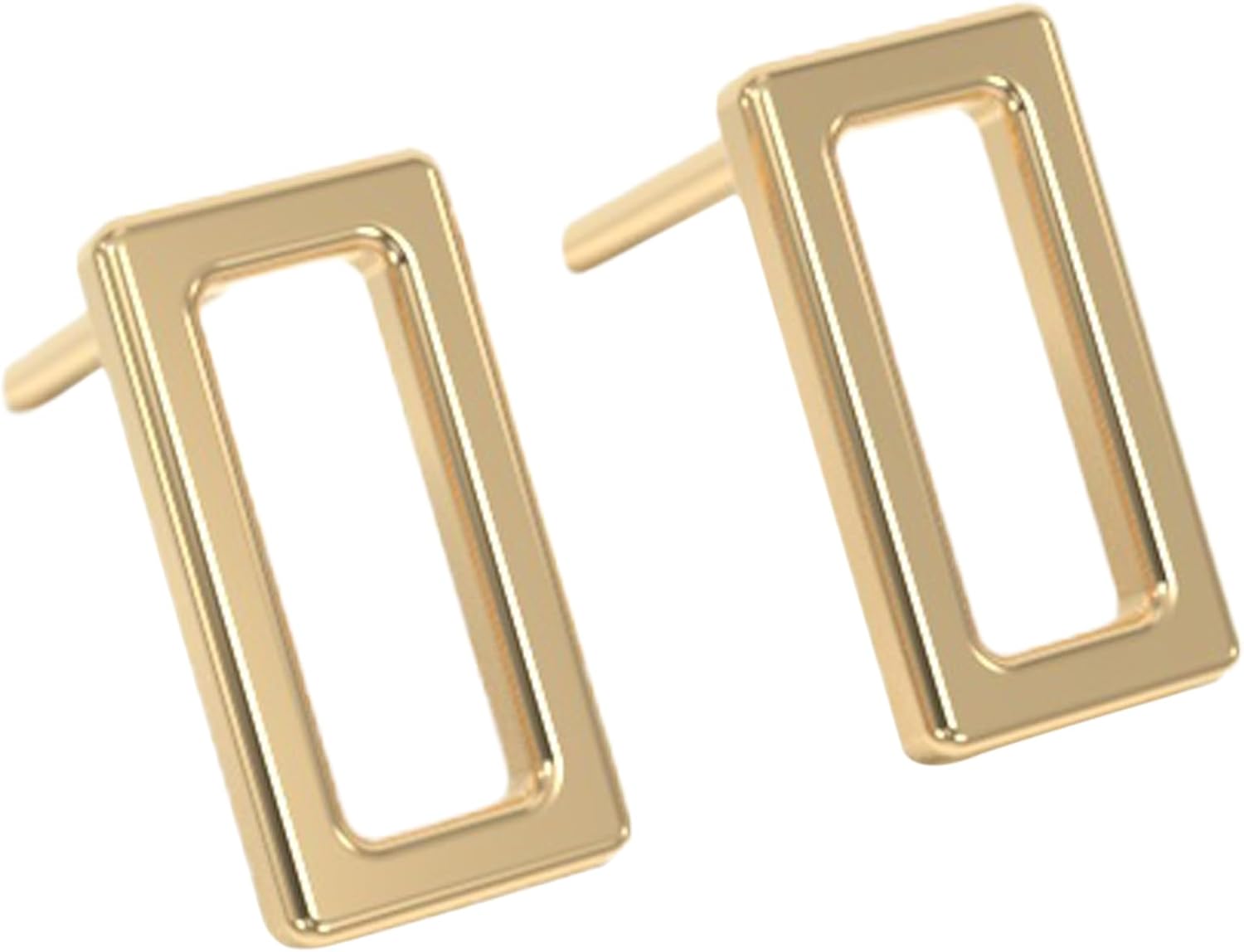 18k Stud Earrings for Women, Tiny Flat Rectangle Earrings Set | Small Hypoallergenic Rectangle Stud Earrings | Dainty Rectangle Cartilage Valentines Studs for Girls