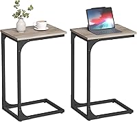 Vista 10 de VASAGLE - Mesa auxiliar en forma de C, mesa lateral pequeña para sofá, mesa de sofá con estructura metálica para sala de estar, dormitorio, mesita