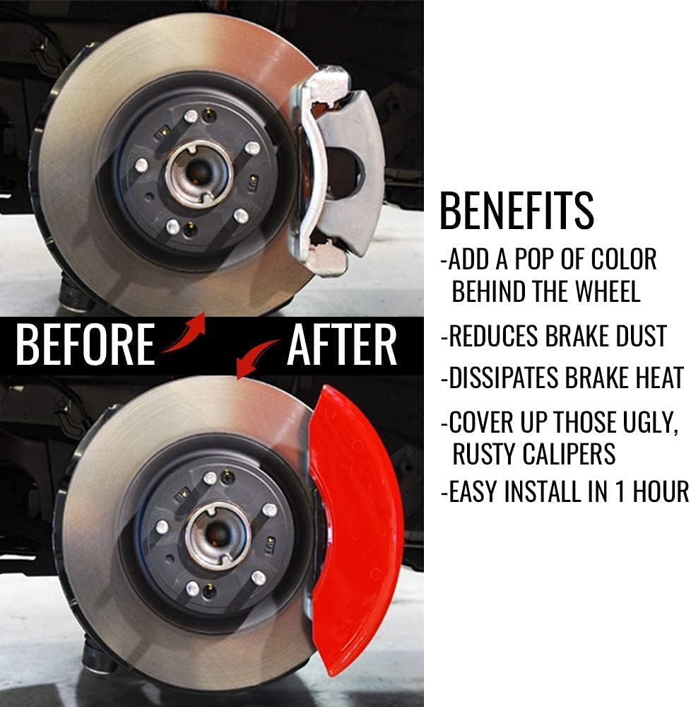 Black Friday Clearance MGP Caliper Covers 20224SHOHRD Red Brake Covers Fits 2018-2019 Honda Accord EX EXL LX Sport (Set of 4)