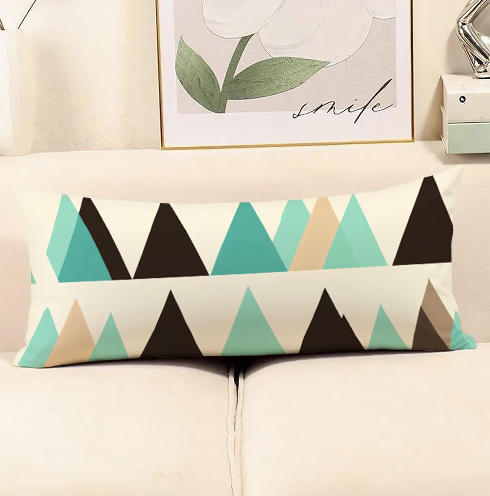 Modern Seitenschläferkissen Bezug 60 x 180, Geometrie Kissenbezug 60x180 Seitenschläferkissen, Leinen Verbessern Sie Schlafqualität Schwangerschaftskissen für Sofa Deko Weihnachten Geschenk R-8360