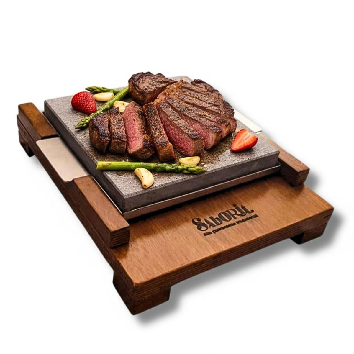Pierre à viande personnalisée de 20 x 20 cm promo de 4 unités plus élévateur