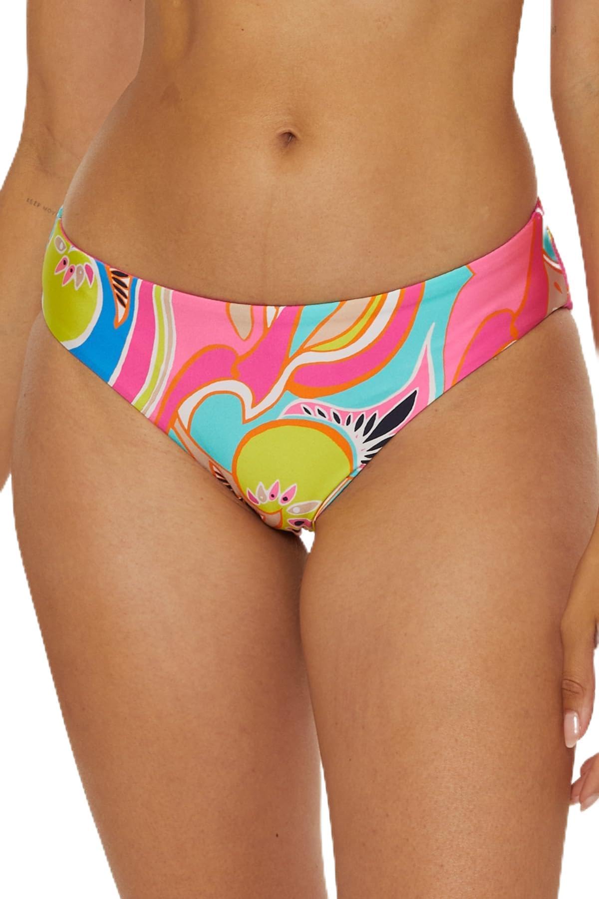 Trina Turk Womens Venus Reversible Bikini Bottom Cheeky Coverage Swimwear Separates for Women