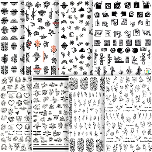 Black Nail Art Sticker Decal Set, 3D Self Adhesive Nail Stickers, Flower Nail Stickers, Vintage Flower Vine Leaf Nail Art Decals, Nail Art Stickers For Nail Art Design, Nail Stickers For Girls, Diy Nail Art Decorations For Nail Salons… #TOP5
