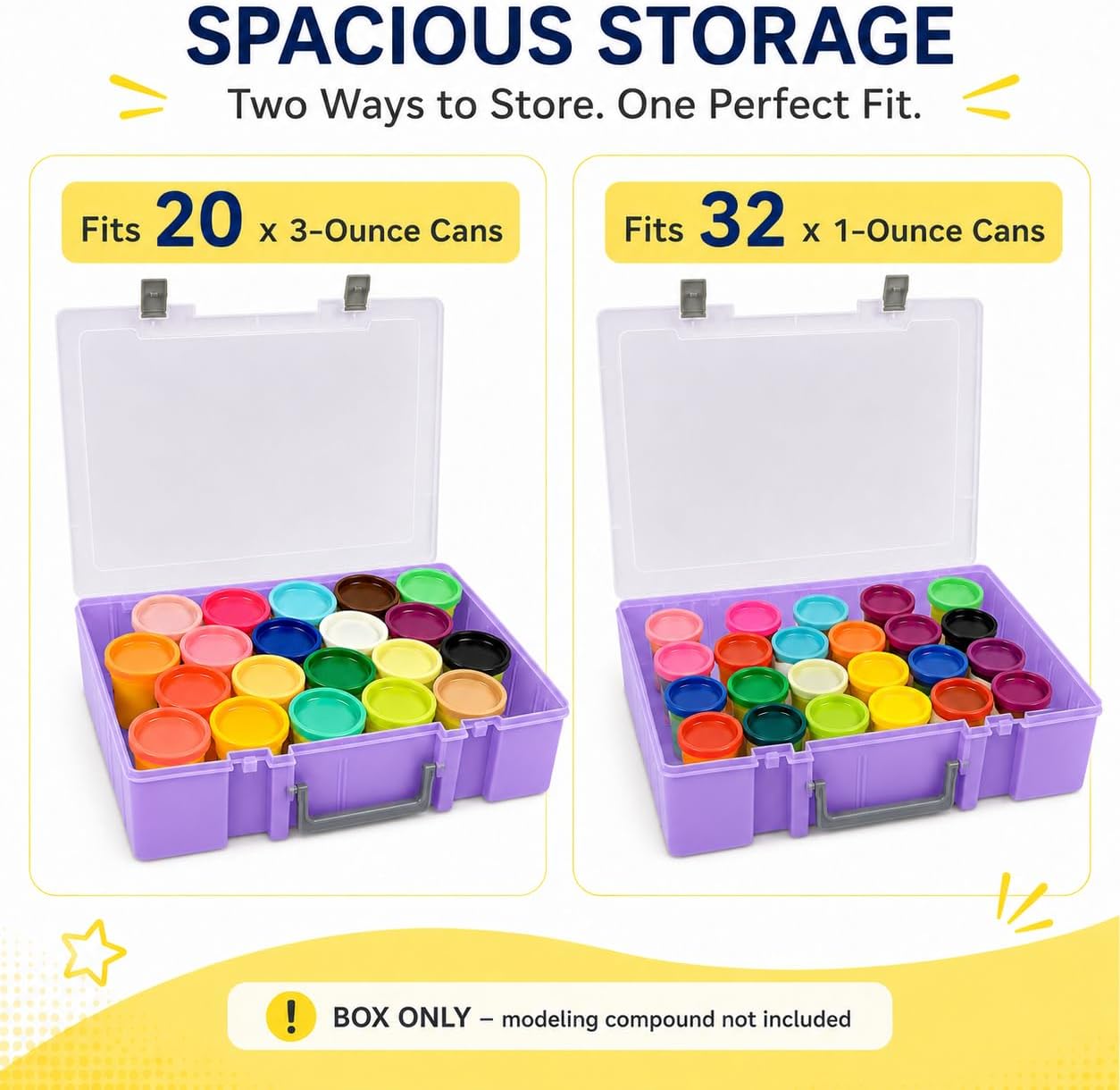 FULLCASE Case for Play-Doh Modeling Compound 20-Pack Case of Colors 3-Ounce Cans,Storage Box Organizer Container Holds 32-Pack of 1-Ounce Modeling Compound for Kid Party (Box Only) (Purple)