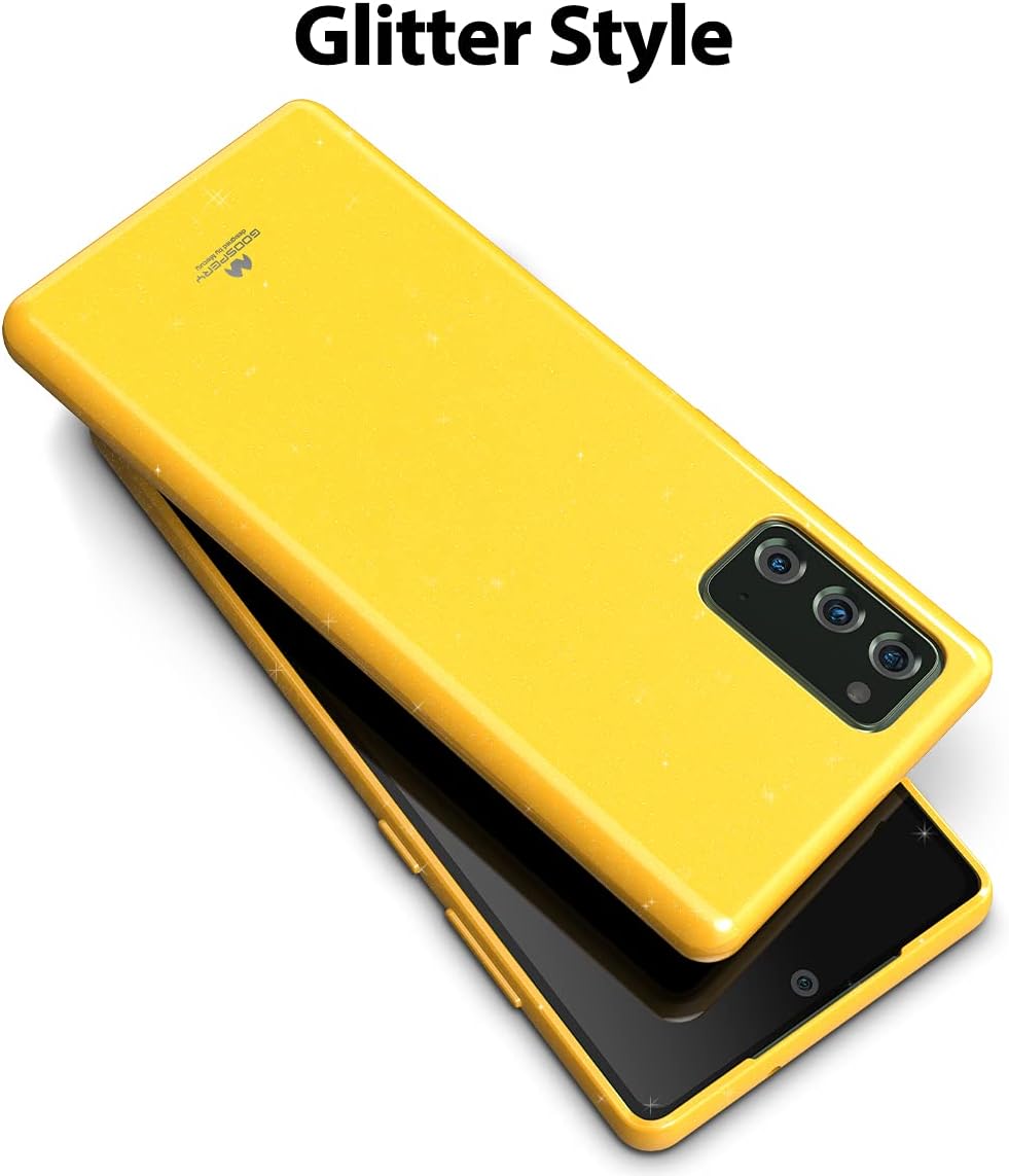 GOOSPERY Pearl Jelly for Samsung Galaxy Note 20 6.7"(2020) 5G Case, Vivid Color with Light Shimmer Jewel Effects Glitter Sparkles Shine Look Slim Thin TPU Rubber Back Cover (Yellow)