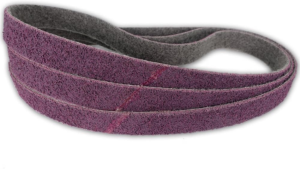 Red Label Abrasives 2 X 42 Inch Non Woven Surface Conditioning Sanding Belts for Knife Makers and Metal Fabricators - Coarse, Medium, and Fine Grits Sand Paper - 3 Pack Assortment