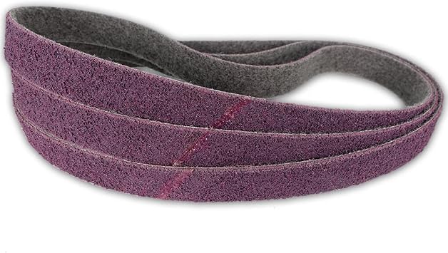 Red Label Abrasives 1 X 30 Inch Non Woven Surface Conditioning Sanding Belts for Knife Makers and Metal Fabricators - Maroon Medium Grit Sand Paper- 3 Pack