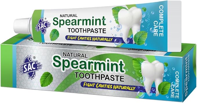 SAC Spearmint Toothpaste 125 gm Natural Spearmint Herbal Toothpaste for Fresh Breath & Gentle Gum Care