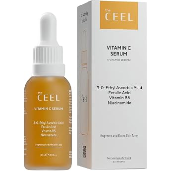 The Ceel Vitamin C Brightening Anti-Ageing Serum for the Face - Paraben-Free with Ascorbic Acid Ferulic Acid and Vitamin B5 - Skin Care Formula for Moisture Wrinkles Dark Spots - 30 ml