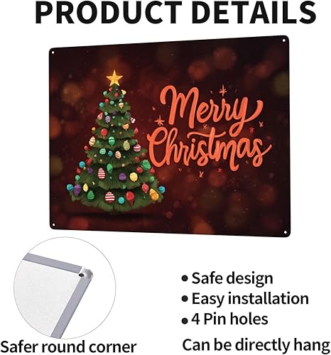 Miniatura 4 de Vintage Merry Christmas Metal Tin Plaque Sign, 12X16 Inch Retro Wall Art Print Poster Signs,Retro Oil Painting Styles, Ideal For Festive Home,