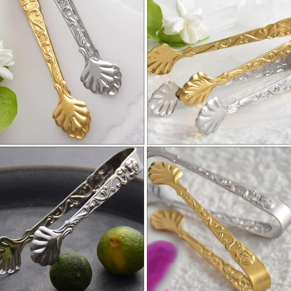 Stainless Steel Sugar Ice : 2Pcs Mini Serving Appetizers Small Kitchen Food Clamps for Tea Party Coffee Bar Kitchen Tongs