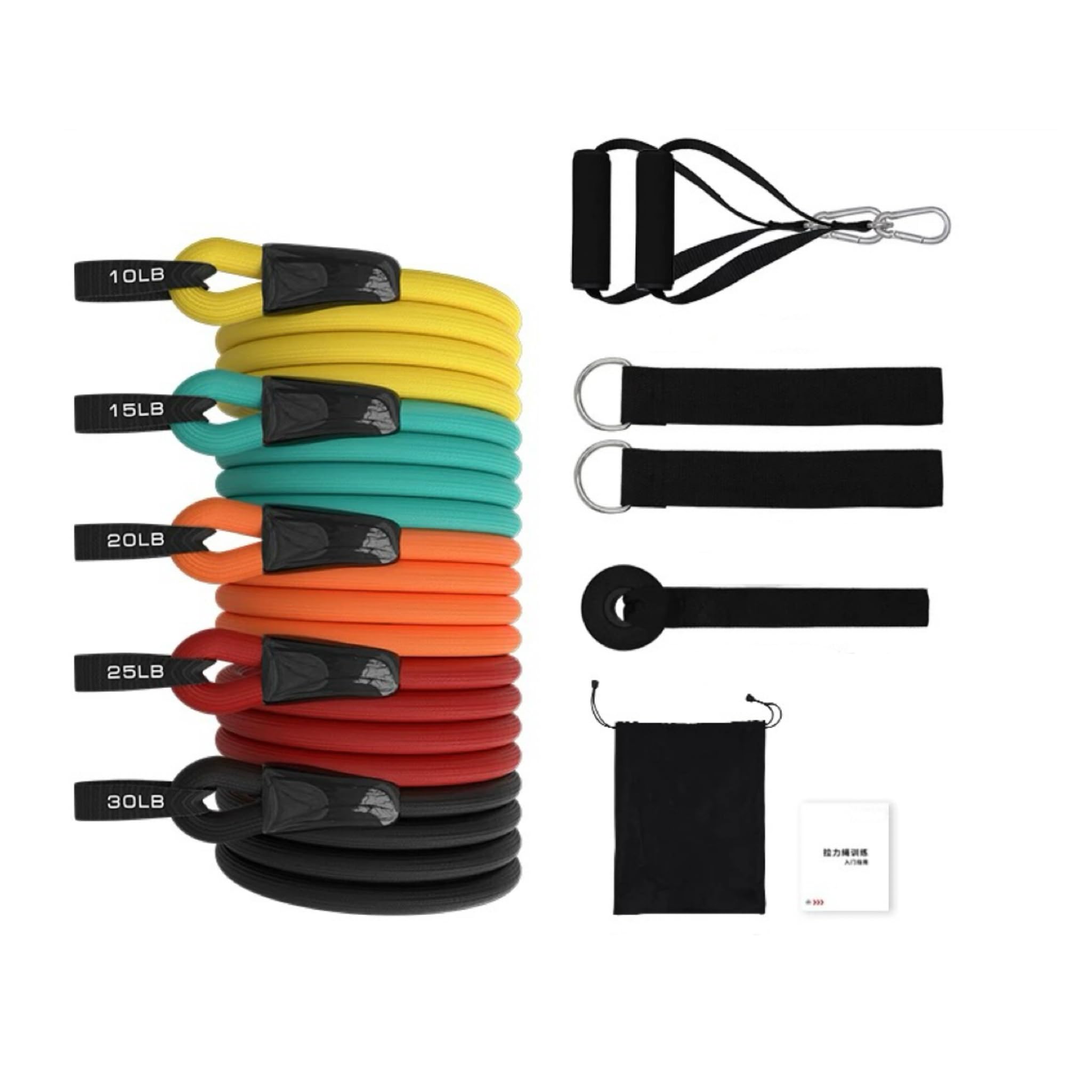 SKY-TOUCH Portable Exercise 11Pcs Resistance Band Set Stackable Up to 150 Lbs (5 Stackable Exercise Bands with Door Anchor, Ankle Straps Carrying Case) Exercise Stretch Fitness Home Set