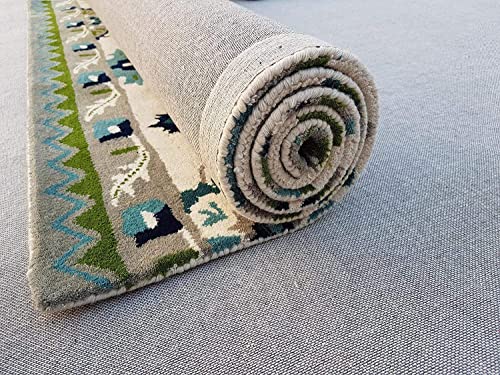 Image of New Embossed Carved Handmade Tuffted Pure Woollen Thick Geometrical Carpet for Living Room, Bedroom & Hall with 1 inch Thickness Size 8 x 8 feet Square (240X240 Cm) Multi