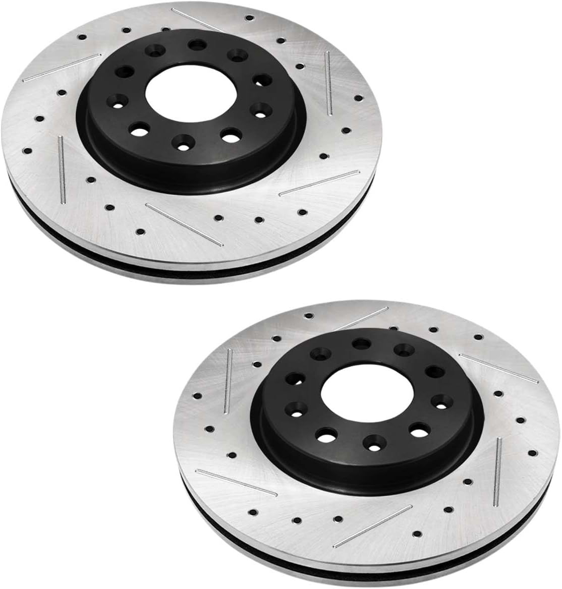 AutoShack Front Vented Drilled & Slotted E-Coated Brake Rotors 2-PC Set Replacement for 2018-2025 Chevrolet Equinox 2016-2025 Chevrolet Malibu 2018-2024 GMC Terrain ShadowGuard 11.81" (300 mm)