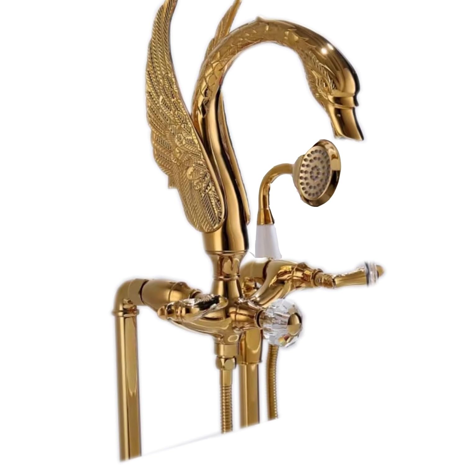 Generic Bathroom Sink Faucet Gold All Copper Chrome-Plated Faucets Floor Standing Faucets Hot and Cold Dual-Control Faucets Contemporary