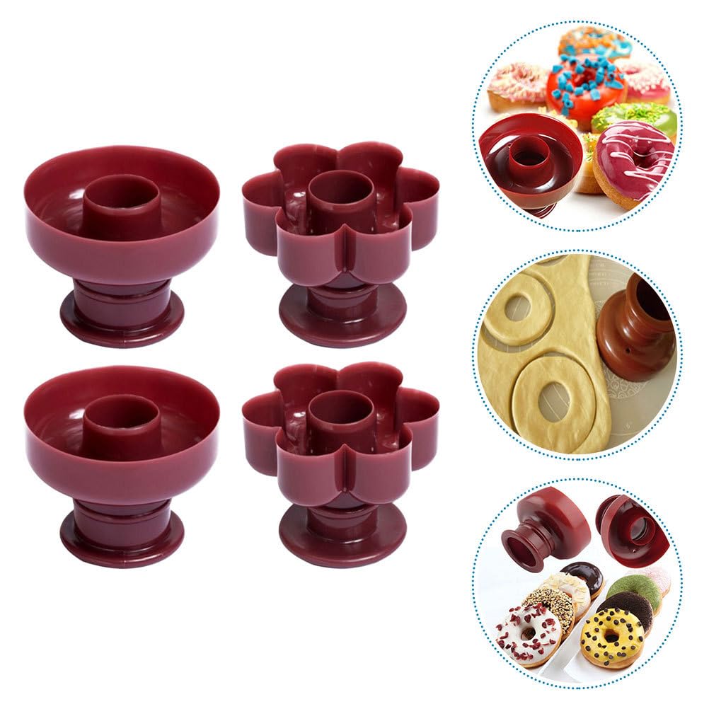 CALLARON 4pcs Baking Mould Dough Cutter Baking Tool Scone Pan Baking Pans Crumpets Circle Stencil Doughnut Forming Mold Baking Mold Decor Doughnut Making Mold Cake Donut Plastic