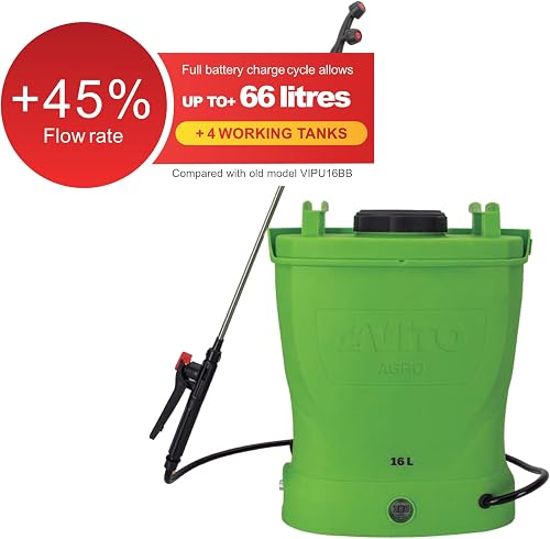 VITO - Pulvérisateur Electrique à Batterie 16L Rechargeable 12V 8AH 6 Bars - Pulvérisateur Toiture Traitement Végétaux - Livré avec Lance Télescopique, 3 Buses et Chargeur - 6