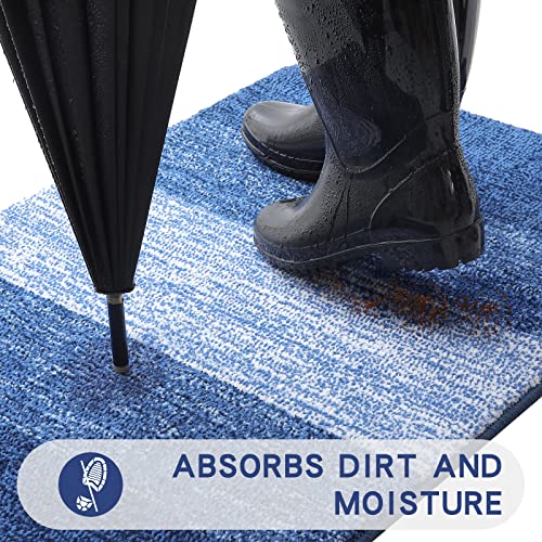 Kitinjoy Indoor Door Mat, 20X32 Non-Slip Absorbent Dirt Trapper, Absorbent Low-Profile Inside Floor Mat, Durable Soft Entry Doormats For Entryway, Navy Blue #TOP1