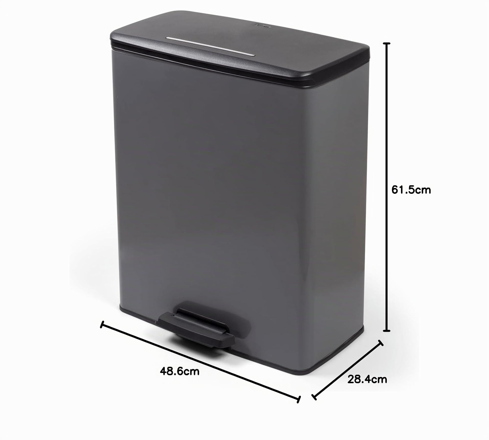 Curver - Poubelle à pédale 65 l, couleur grise, couvercle et anneau pour sac