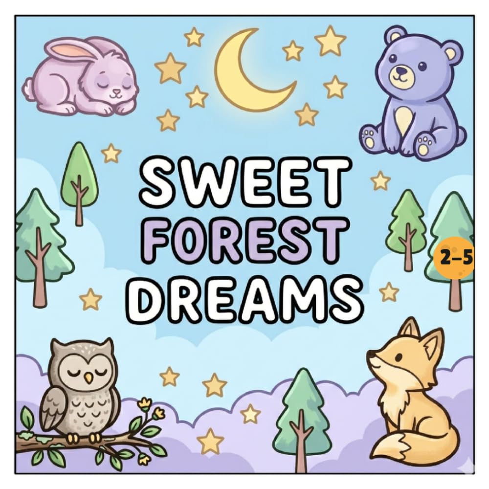 My Cozy Night Animals Coloring Book: Bold & Easy Relaxing Forest Animal Coloring Pages for Toddlers Ages 2–5