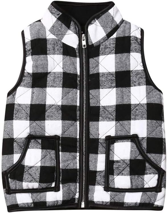Toddler Baby Girl Boy Christmas Plaid Quilted Puffer Vest Waistcoat Jackets Fall Winter Outwear Outfit Clothes