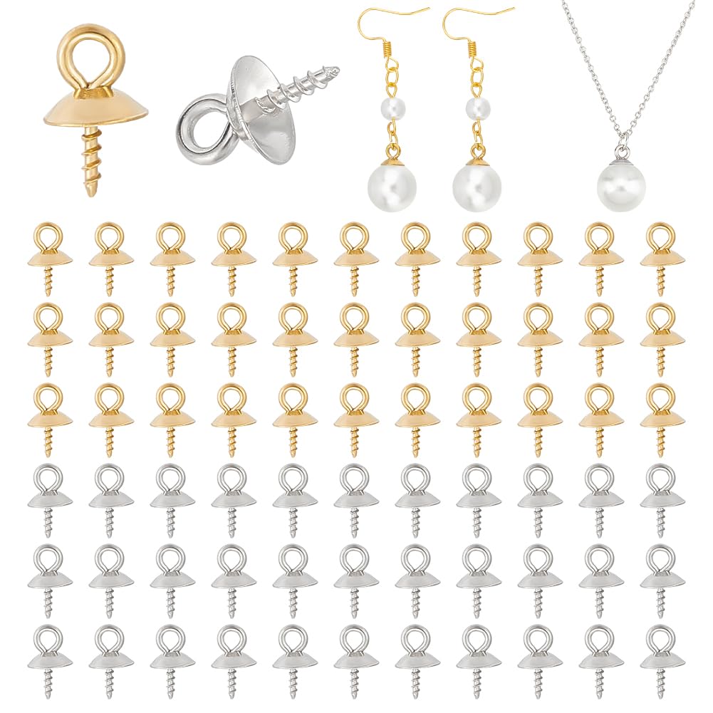 100pcs 201 Stainless Steel Bead Cap Pendant Bails For Globe Glass Cover Pendants Stainless Steel Color 7x10mm Hole 3mm