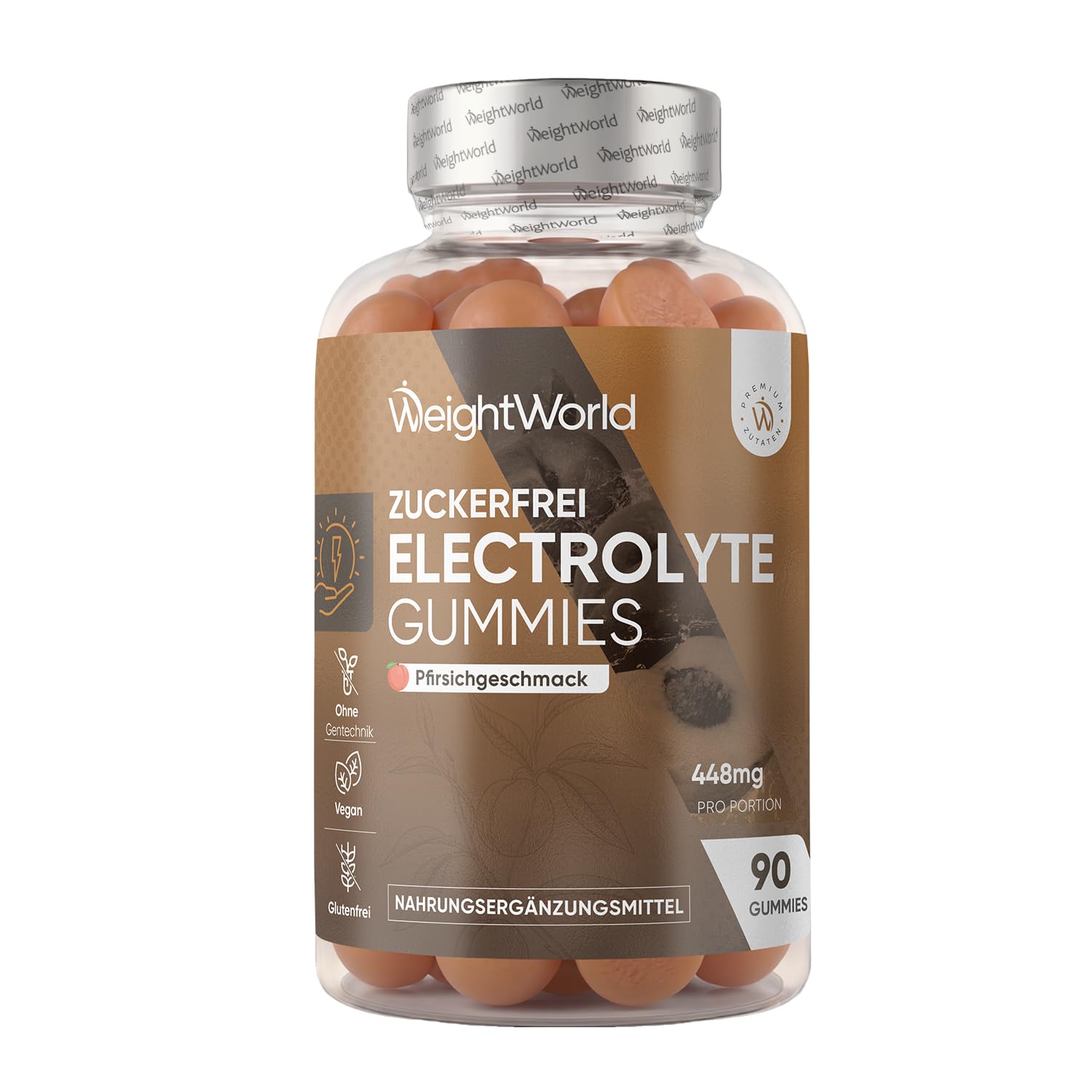 Elektrolyte Gummibärchen - 448mg pro Portion - Multimineral mit Magnesium, Kalzium, Kalium, Natrium, Chlorid - 90 Gummies - Electrolyte Komplex Gummies - Electrolytes Sugar Free - WeightWorld