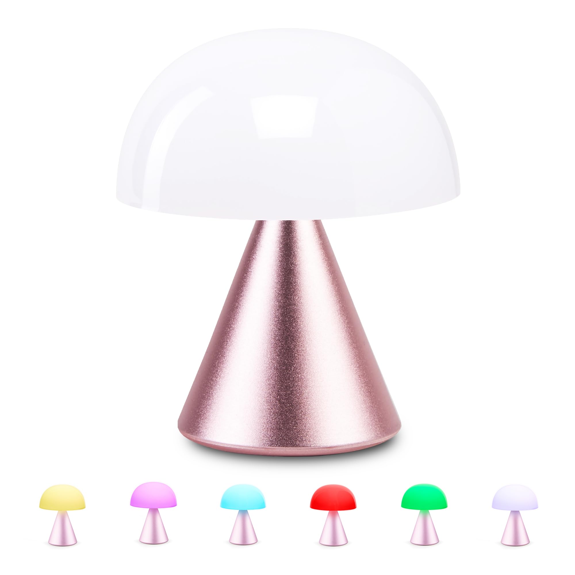 IZI Lexon Mina Mini French-Designed LED Lamp | 12 Hours Battery | Cold and Warm Light Control | Memory Dimmer Function Rechargeable | USB-C Charging (Glossy White) (Pink)
