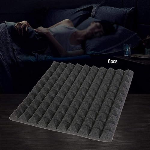 Miniatura 5 de Fdit Forma pirámide insonorización insonorizada espuma de algodón 19.7 * 19.7 * 2.0 in 6 piezas (negro)