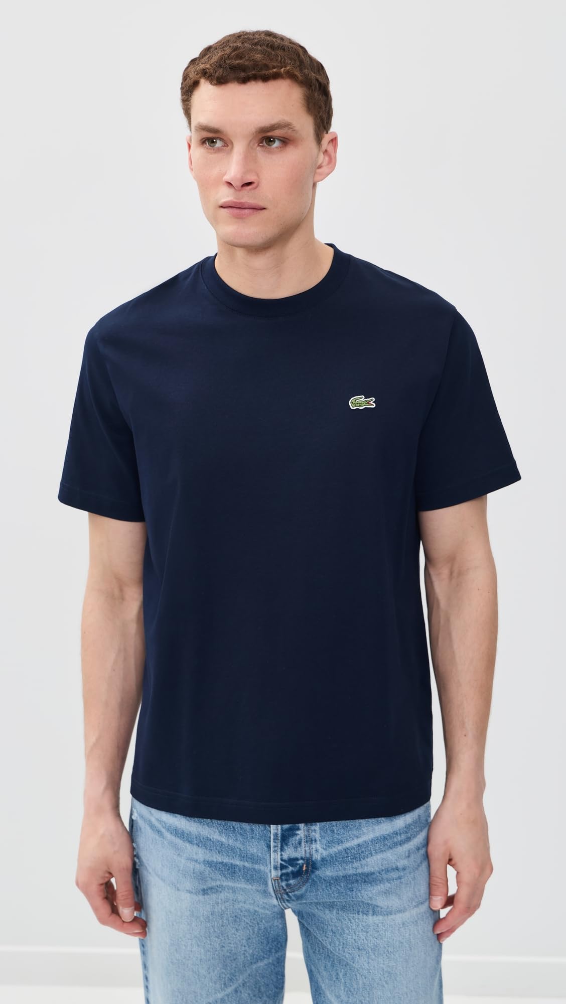 Lacoste TH7318 - Camiseta básica para Hombre, Cuello Redondo, Corte Regular, Azul Marino, XXL