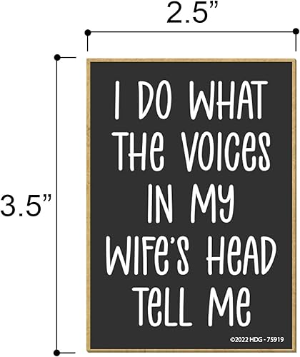 Miniatura 2 de Honey Dew Gifts, I Do What The Voices in My Wife's Head Tell Me, 2.5 x 3.5 pulgadas, imanes de madera para refrigerador, imanes decorativos, imanes