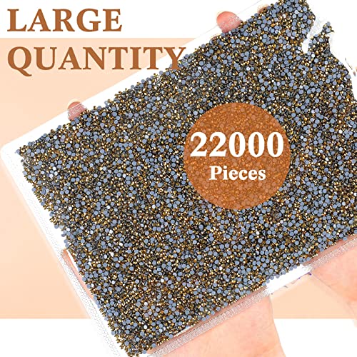 Image of 22000 Pcs Hotfix Rhinestone Bulk Crystal Iron on Flat Back Nail Gems Hot Fix Round Glass Rhinestones for Bedazzling DIY Crafts Clothes Shoes Supplies Decoration 2.7-2.9mm(SS10, Gold)