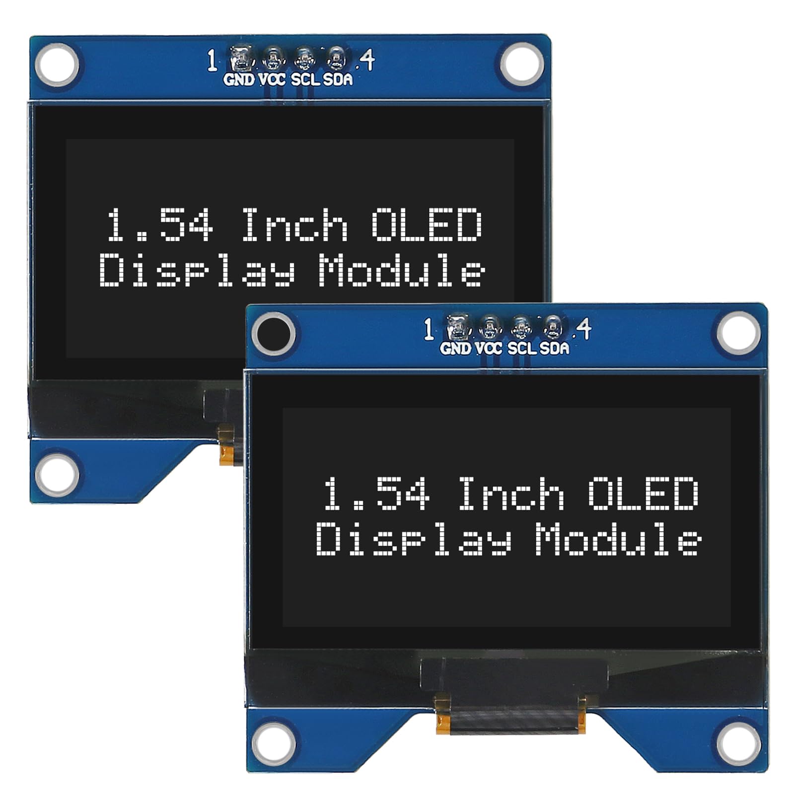 2pcs 1.54 Inch OLED I2C IIC Display Module 12864 128x64 Pixel SSD1309 Driver Self-Luminous OLED Screen Board for Raspberry Pi 4 Pin White