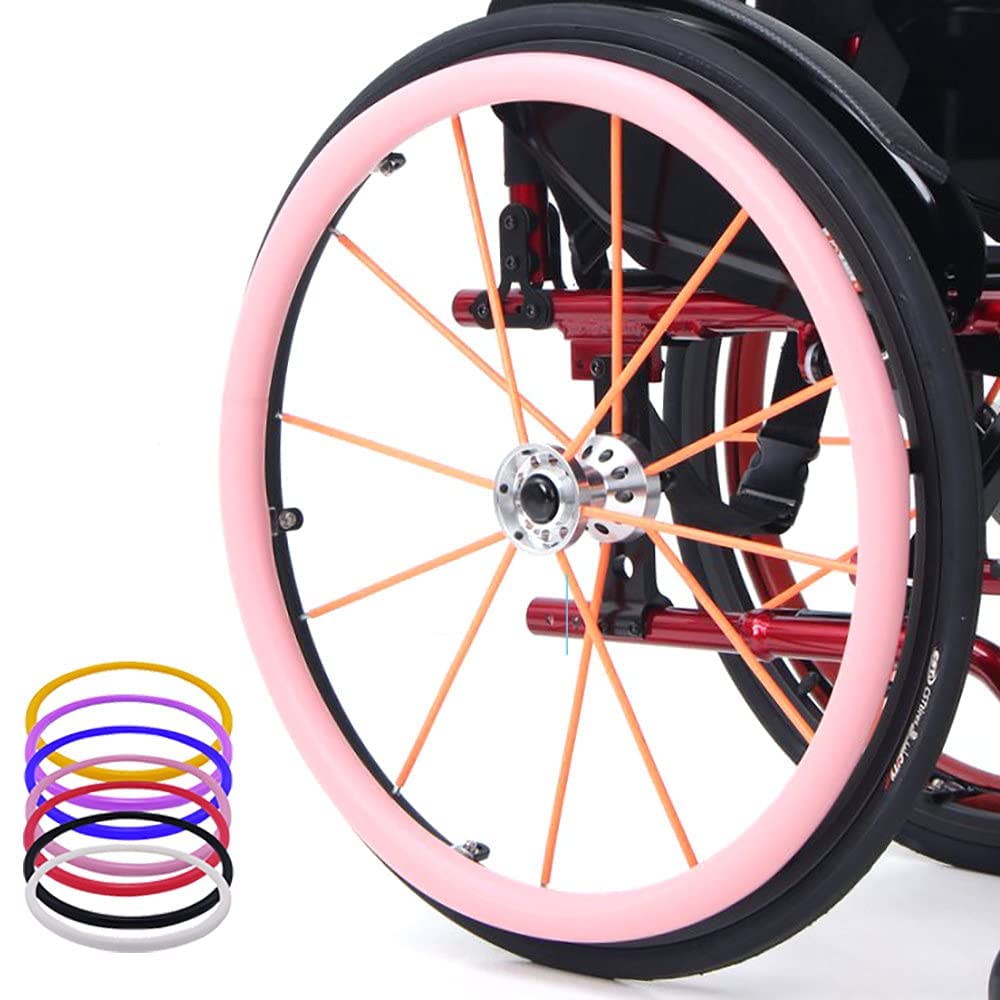 Fundas para llantas de silla de ruedas – Mejora el agarre y la tracción con la funda de silla de ruedas deportiva de 24 pulgadas, cubierta de silicona para empujar la mano – Mejora el