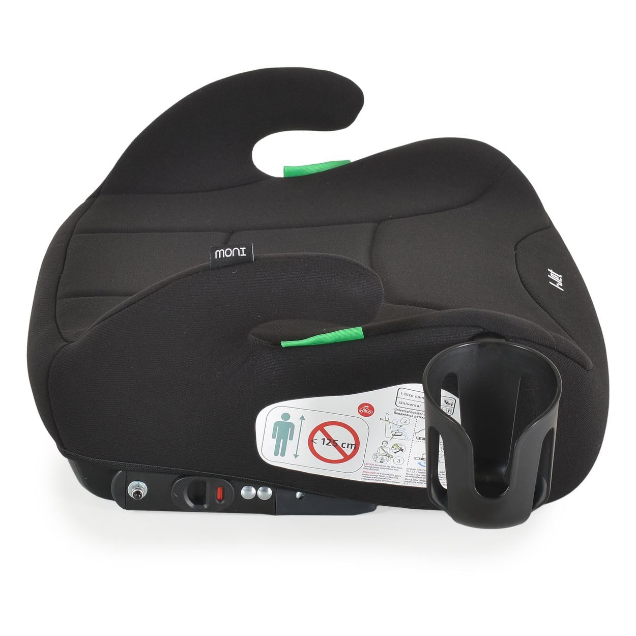Moni, siège enfant, rehausseur i-Jet (125-150cm) groupe 3, porte-boissons Isofix, coloris:noires