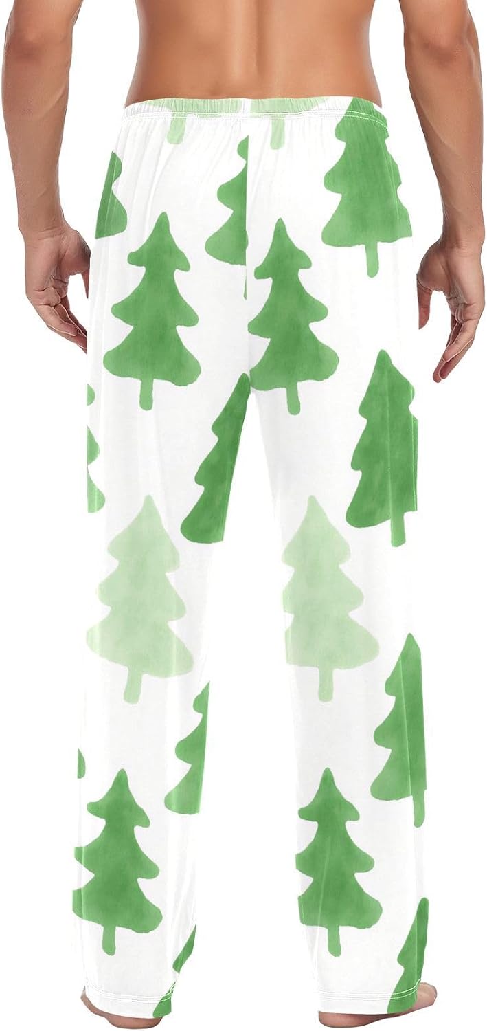 susiyo Green Christmas Trees Mens Pajama Pants Loose Fit Thin Pj Bottoms for Men