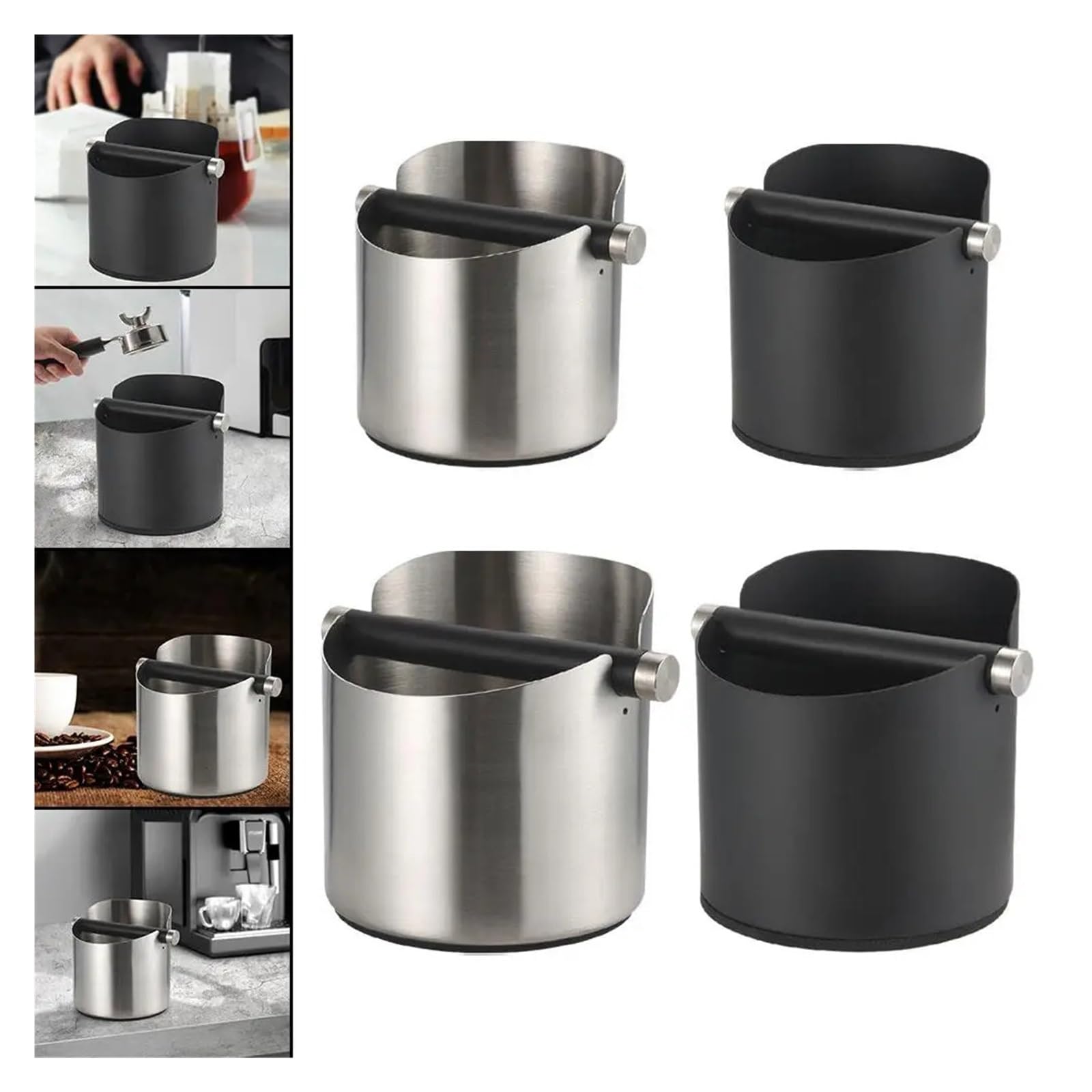 Coffee Knock Box Style Espresso Dump Bin Espresso Puck Smaltimento for La Casa Cucina Ufficio Accessori for Macchine Da Caffè Strumenti(Silver S)
