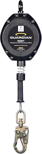 Guardian Fall Protection 42000 Velocity Cable SRL  16 pies Línea de vida autorretráctil con mosquetón y conector