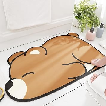 Super Absorbent Floor Mat, Super Absorbent Bath Mat Soft Carpet, Quick Dry Bathroom Carpet Floor Doormat Dirt Barrier Floor Door Cushion Mat Carpet Brown Bear, 16x24