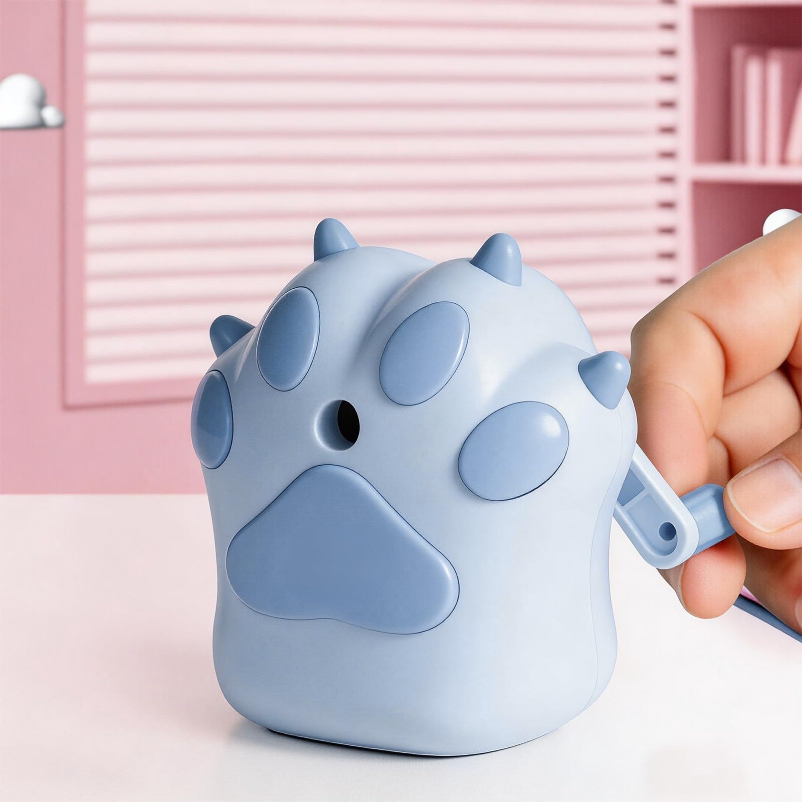 Cute Pencil Sharpener for Kids,Cats Shaped Pencils Sharpener with Spacious Leads Storage,Portable Pencil Sharpener for School Office Home (Blue)