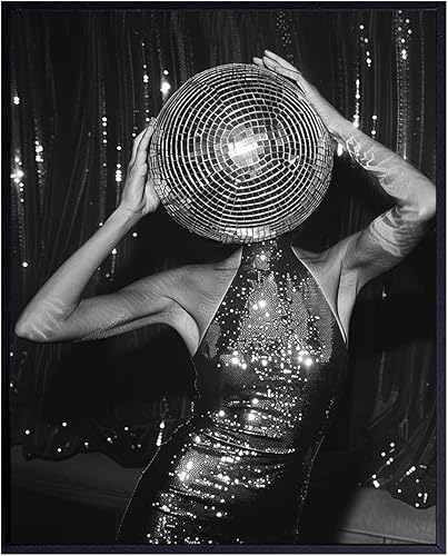 Decoración de bola de discoteca  Decoración de pared retro vintage de los años 70, arte de fiesta  Decoración de pared de moda  Estilo retro Funky