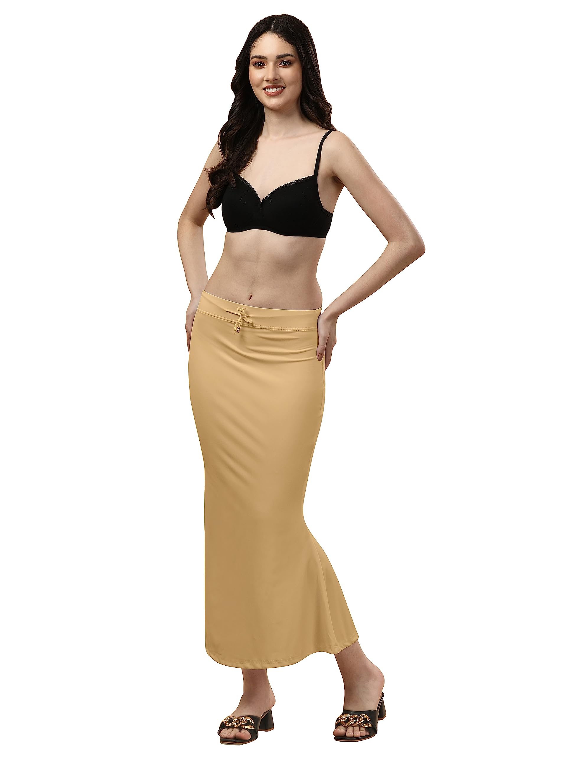 poojaran saree POOJARAN Microfiber Fishcut Flare Saree Shapewear Peatticoat | Comfortable Women's Body Shaper, Under Skirts for Women, Lycra Shape Wear Full Elastic-picture-27