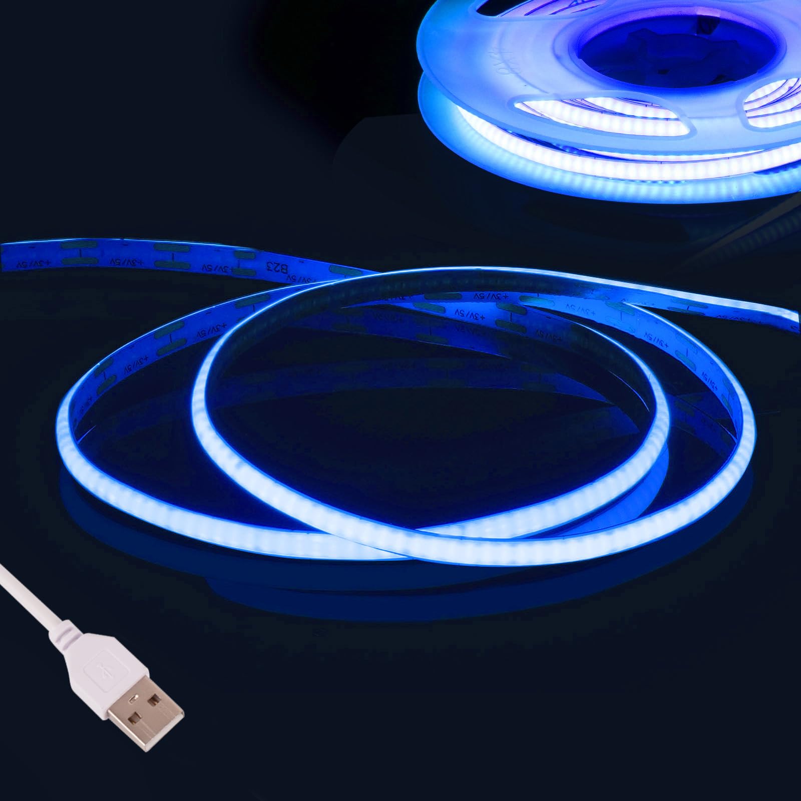 Fosingut Blue COB LED Strip Light 3m,5V USB LED Lights TV Backlight